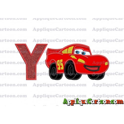 Lightning McQueen Cars Applique 03 Embroidery Design With Alphabet Y