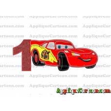 Lightning McQueen Cars Applique Designs Birthday Number 1