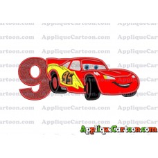 Lightning McQueen Cars Applique Designs Birthday Number 9