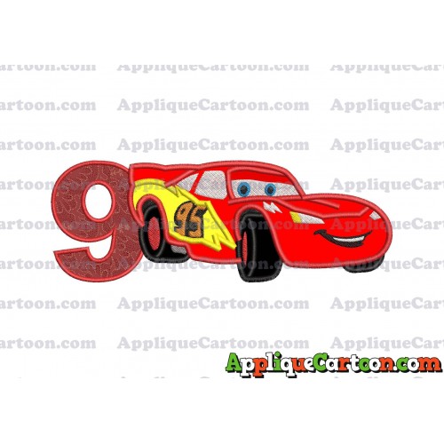 Lightning McQueen Cars Applique Designs Birthday Number 9