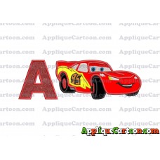 Lightning McQueen Cars Applique Designs With Alphabet A