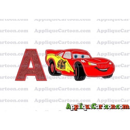 Lightning McQueen Cars Applique Designs With Alphabet A