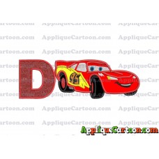 Lightning McQueen Cars Applique Designs With Alphabet D