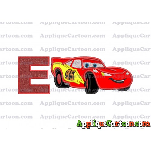 Lightning McQueen Cars Applique Designs With Alphabet E