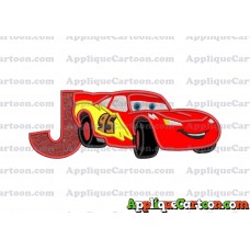 Lightning McQueen Cars Applique Designs With Alphabet J