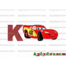 Lightning McQueen Cars Applique Designs With Alphabet K