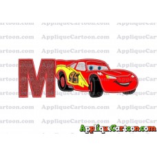 Lightning McQueen Cars Applique Designs With Alphabet M