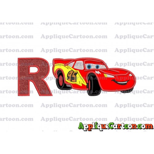 Lightning McQueen Cars Applique Designs With Alphabet R