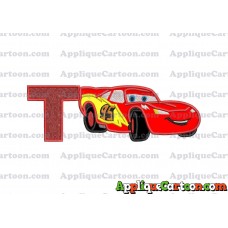 Lightning McQueen Cars Applique Designs With Alphabet T