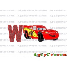 Lightning McQueen Cars Applique Designs With Alphabet W