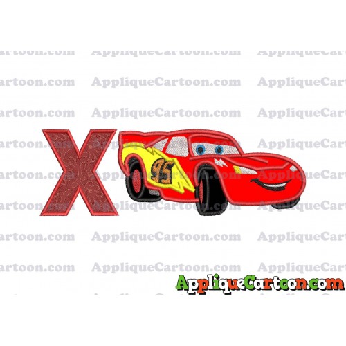 Lightning McQueen Cars Applique Designs With Alphabet X