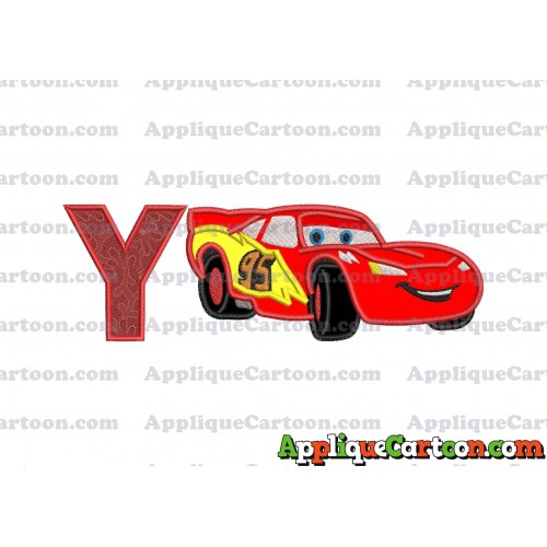 Lightning McQueen Cars Applique Designs With Alphabet Y