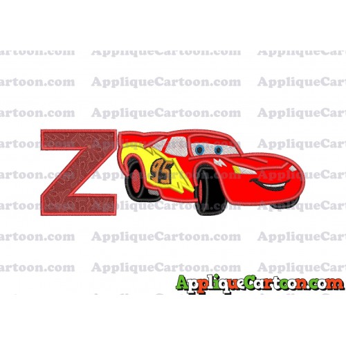 Lightning McQueen Cars Applique Designs With Alphabet Z