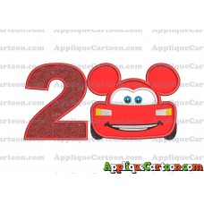 Lightning Mcqueen Ears Mickey Mouse Applique Design Birthday Number 2