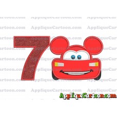 Lightning Mcqueen Ears Mickey Mouse Applique Design Birthday Number 7