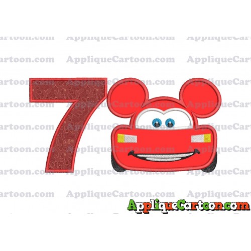 Lightning Mcqueen Ears Mickey Mouse Applique Design Birthday Number 7