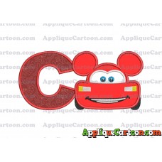 Lightning Mcqueen Ears Mickey Mouse Applique Design With Alphabet C