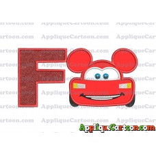 Lightning Mcqueen Ears Mickey Mouse Applique Design With Alphabet F