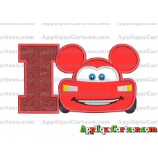 Lightning Mcqueen Ears Mickey Mouse Applique Design With Alphabet I