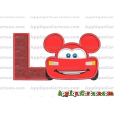 Lightning Mcqueen Ears Mickey Mouse Applique Design With Alphabet L