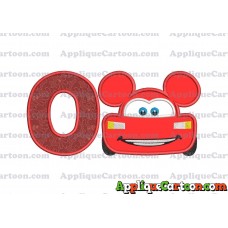 Lightning Mcqueen Ears Mickey Mouse Applique Design With Alphabet O