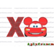 Lightning Mcqueen Ears Mickey Mouse Applique Design With Alphabet X