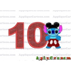 Lilo and Stitch Applique 01 Embroidery Design Birthday Number 10