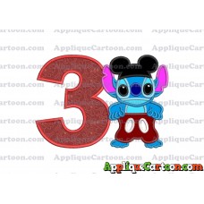 Lilo and Stitch Applique 01 Embroidery Design Birthday Number 3