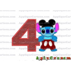 Lilo and Stitch Applique 01 Embroidery Design Birthday Number 4