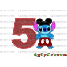 Lilo and Stitch Applique 01 Embroidery Design Birthday Number 5