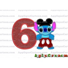 Lilo and Stitch Applique 01 Embroidery Design Birthday Number 6
