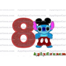 Lilo and Stitch Applique 01 Embroidery Design Birthday Number 8
