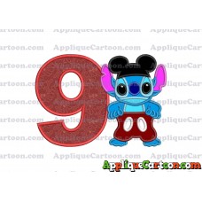 Lilo and Stitch Applique 01 Embroidery Design Birthday Number 9