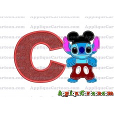 Lilo and Stitch Applique 01 Embroidery Design With Alphabet C