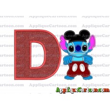 Lilo and Stitch Applique 01 Embroidery Design With Alphabet D