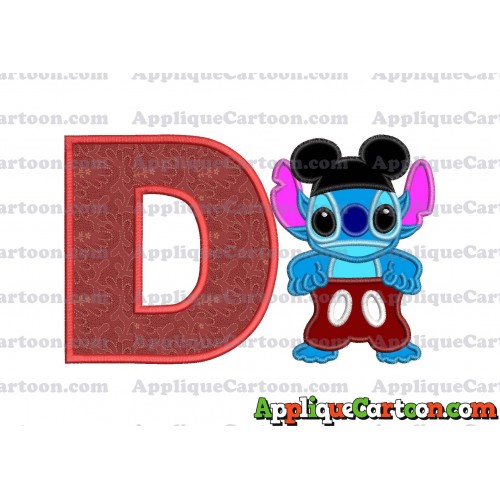 Lilo and Stitch Applique 01 Embroidery Design With Alphabet D