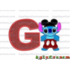 Lilo and Stitch Applique 01 Embroidery Design With Alphabet G