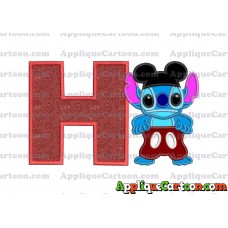 Lilo and Stitch Applique 01 Embroidery Design With Alphabet H