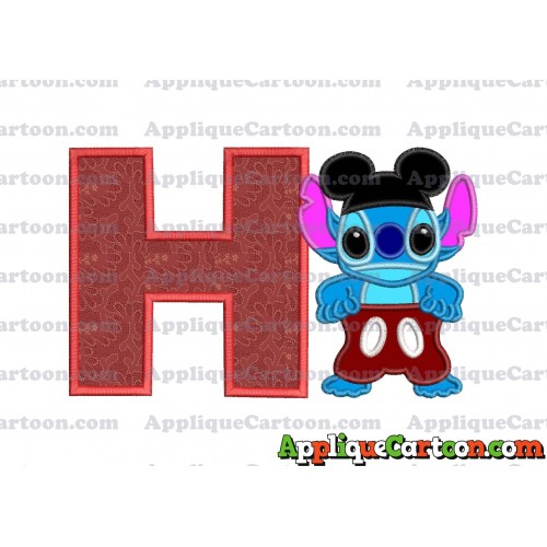 Lilo and Stitch Applique 01 Embroidery Design With Alphabet H