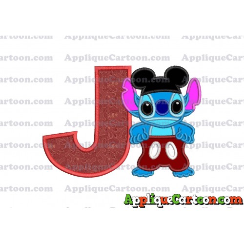 Lilo and Stitch Applique 01 Embroidery Design With Alphabet J