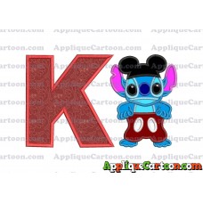 Lilo and Stitch Applique 01 Embroidery Design With Alphabet K