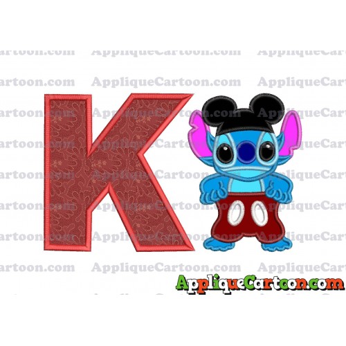 Lilo and Stitch Applique 01 Embroidery Design With Alphabet K