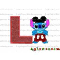 Lilo and Stitch Applique 01 Embroidery Design With Alphabet L