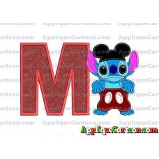Lilo and Stitch Applique 01 Embroidery Design With Alphabet M