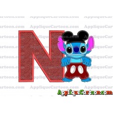 Lilo and Stitch Applique 01 Embroidery Design With Alphabet N