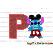 Lilo and Stitch Applique 01 Embroidery Design With Alphabet P