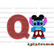 Lilo and Stitch Applique 01 Embroidery Design With Alphabet Q