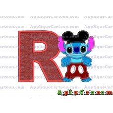 Lilo and Stitch Applique 01 Embroidery Design With Alphabet R