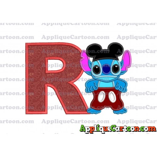 Lilo and Stitch Applique 01 Embroidery Design With Alphabet R