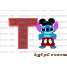 Lilo and Stitch Applique 01 Embroidery Design With Alphabet T